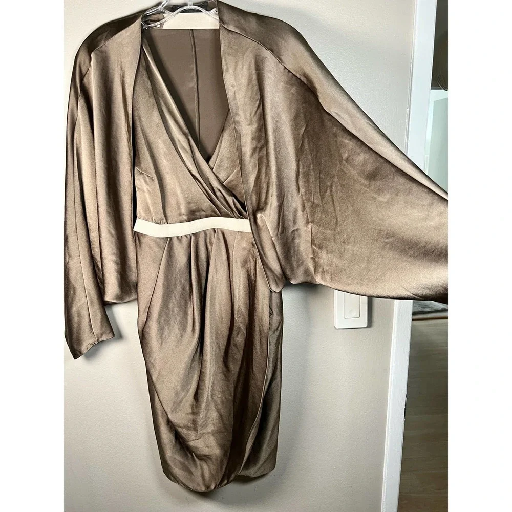 Alexander Wang Satin Charmeuse Batwing Halter Dress $1600 size 6 - Picture 8 of 12